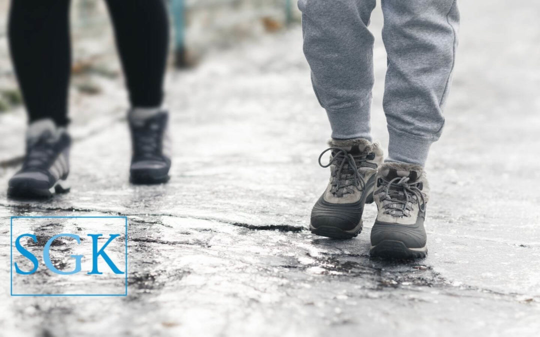 What dangers do icy sidewalks produce?