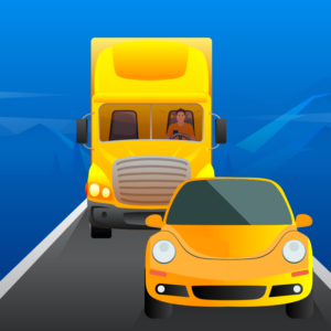 illustration of a truck tailgating a car