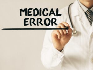 Doctor writing word Medical Error with marker